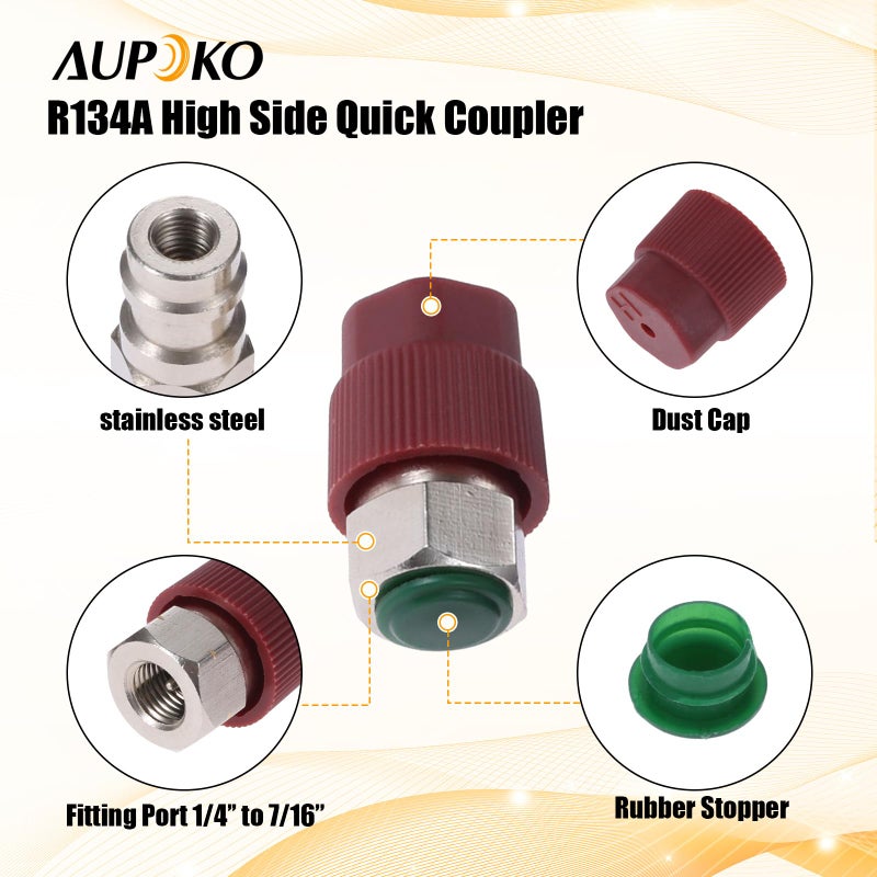 Aupoko R12 R22 to R134A Conversion Adapter Kit, R12 to R134A Retrofit Valve Fitting Kit for A/C Pro Refrigerant - 2 Kits - Image 5